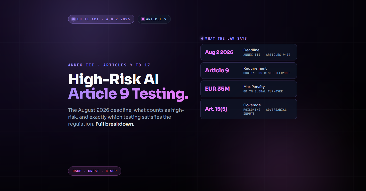 EU AI Act Security Testing: What Article 9 Requires