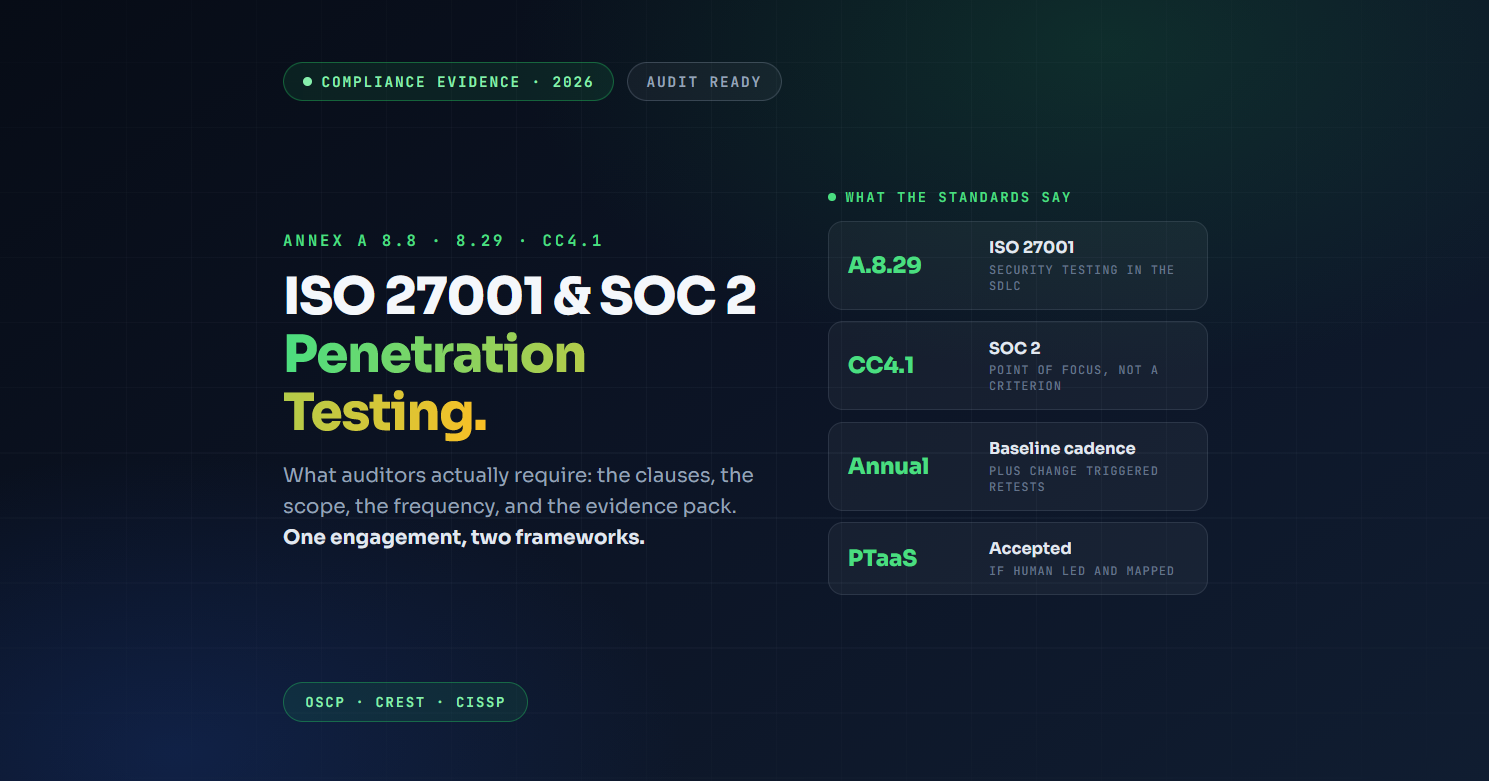 ISO 27001 & SOC 2 Penetration Testing: What Auditors Want