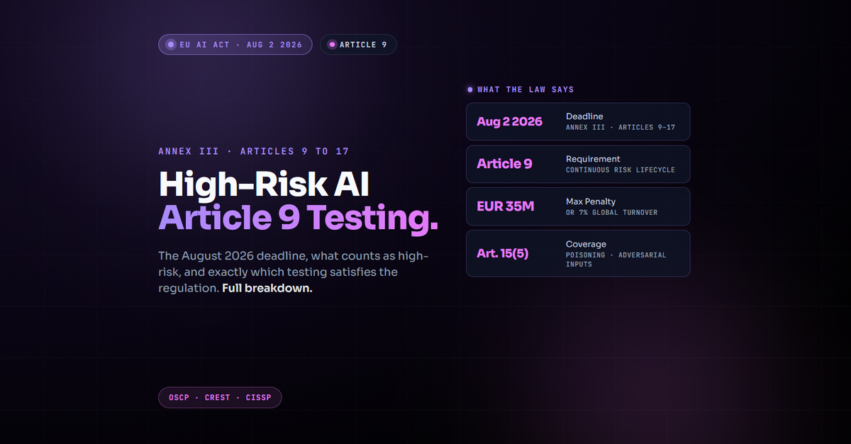 EU AI Act Security Testing: What Article 9 Requires